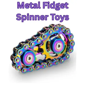 Metal Fidget Spinner Toys – Bike Chain Stress Relief Gadget for Adults & Teens, ADHD, Anxiety, Desk Toy Gift for Men & Boys