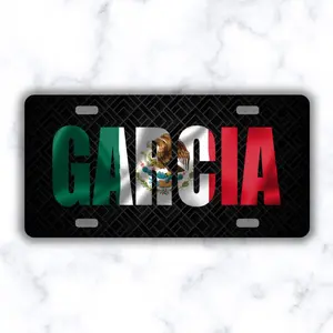 Custom name Mexican Flag License Plate - personalized name Auto Car Tag - Gifts for Her Gifts for Him