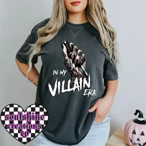 Comfort Colors In My Villain Era Tee Shirt- Pepper- Edgy Alt Vibes- Cotton-Unisex graphic tees Streetwear Fabric