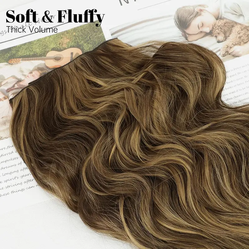 Sohochic AISI HAIR 20-Inch Clip Hair Extensions, 4PCS Heat-Friendly Synthetic Artificial Long Wavy Hairpieces with Double Wefts for Secure Fit, Thick for Women’s Casual Wear