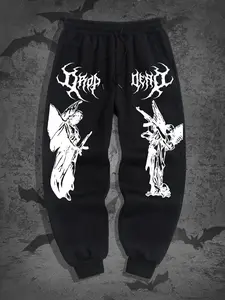 Dark Metal Angel Graphic Joggers - Emo Gothic Streetwear Sweatpants