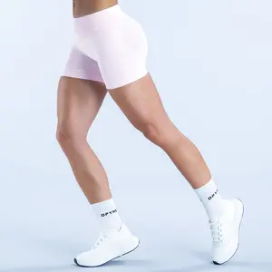 with logo | dfyne Women Scrunch Butt Workout Shorts Seamless High Waist Fitness Yoga Shorts