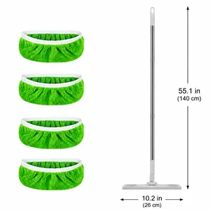 4-Pack Replacement Set + 1 Base Pad--Reusable Microfiber Mop Pads — Compatible with Sweeper Mops; Replacement Wet Mopping Pads & Washable Dry Sweeping Cloths; Suitable for Cleaning Most Floor Surfaces