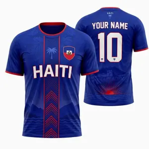 Personalized Haiti Soccer Jersey Custom Name Number Tee, Haitian Flag Football Fan Shirt