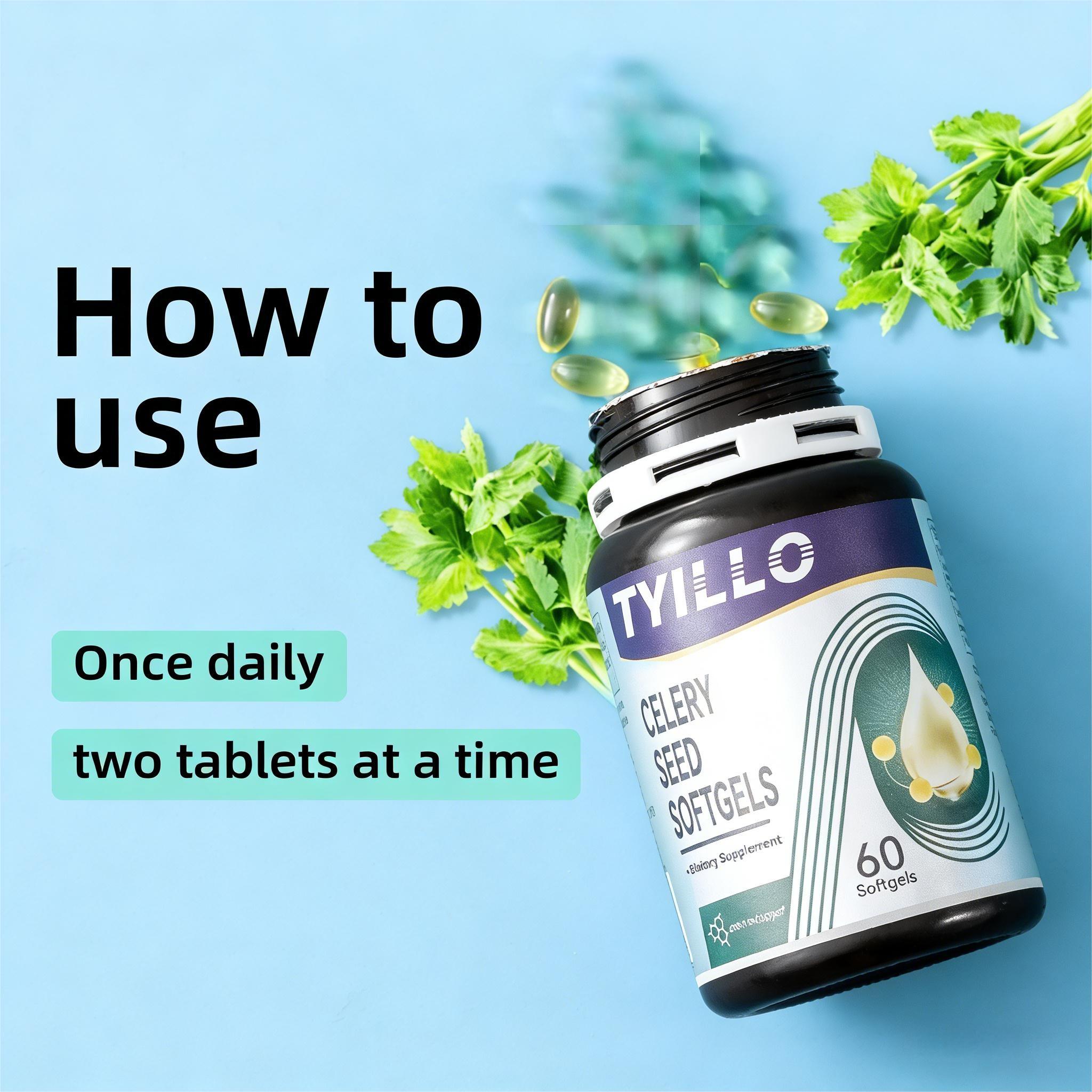 Tyillo Celery Seed Softgels with 140mg Celery Seed Oil - Promotes Urinary Tract Health, Uric Acid Removal, Detox, Antioxidant, Anti-Aging, Cardiovascular & Joint Flexibility, Inflammation Relief & Immune Support| Viral TikTok Wellness Supplement for Urine Tyillo Celery Seed Softgels with 140mg Celery Seed Oil - Promotes Urinary Tract Health, Uric Acid Removal, Detox, Antioxidant, Anti-Aging, Cardiovascular & Joint Flexibility, Inflammation Relief & Immune Support| Viral TikTok Wellness Supplement for Urine