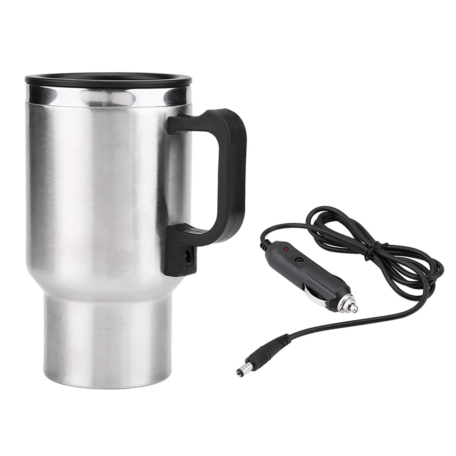 12V Plug-In Stainless Vacuum Flask, 450ml Temperature-Control Coffee Vacuum Flask, Vehicle Travel Mug, Stainless Steel Car Accessory for Coffee & Tea, Coffee Vacuum Flasks