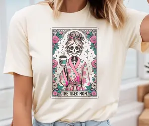 # 332 - The Tired Mom Tarot Card Design - Print Unisex Crewneck Tee T-shirt - Shirt Tshirt