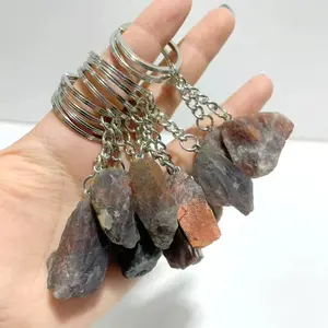 Raw Stone Keychain - Black Sunstone