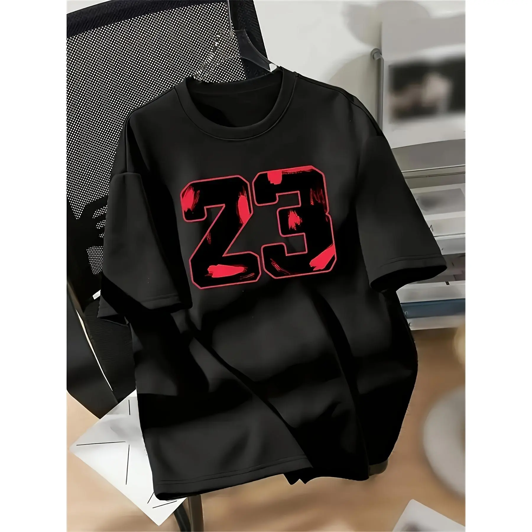Boys' Casual #23 Graphic Tee - Soft Polyester Blend, Stretchy & Machine Washable, Round Neck Short Sleeve Shirt for Summer, Stretchy Fabric