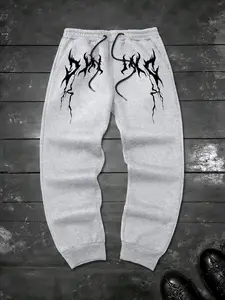 Men's Loose Fit Jogger Pants, Fashion Metal Letter Design, Casual Comfortable Wear, Durable Fabric, All Seasons