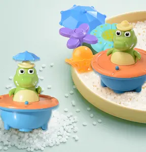 【Baby Bath Toys】Crocodile Bath Toy Set – SIx Patterns Spray Designs Water Spray Fountain Bathtub Toy with Interchangeable Spinning Toppers, Baby Bath Toys Interactive Water Play Toy for Toddlers Must Have