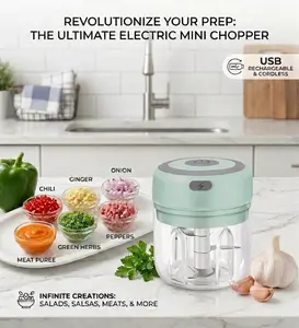 Electric Garlic Chopper, 250ML Vegetable Chopper, Food Chopper, USB Mini Garlic Mincer, Onion Chopper, Portable Small Food Processor for Ginger, Chili, Vegetables