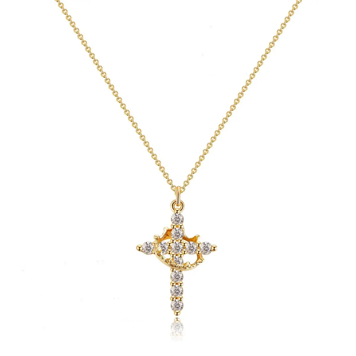 GGIRL Simple Crown Cross Pendant Choker Necklace for Women Men Girls Pretty Crown Cross Jewelry Gift for Daily Party Clothing Decor Trendy All match Exquisite Fashion Accessory Fashion Jewelry Gift for Holiday Haul Christmas Birthdays Anniversaries