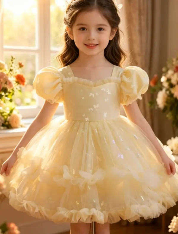 2215 Baby Girl Baptismal Christening Tutu Formal Princess Dress Toddler Girl Party Gown Bridesmaid Dress Wedding Evening Dress