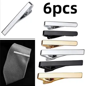 6 piece Classic Style Men's Tie Clips Skinny Tie Clip minimalist shirt tie clips For Wedding Anniversary Business Beauty & Personal Care