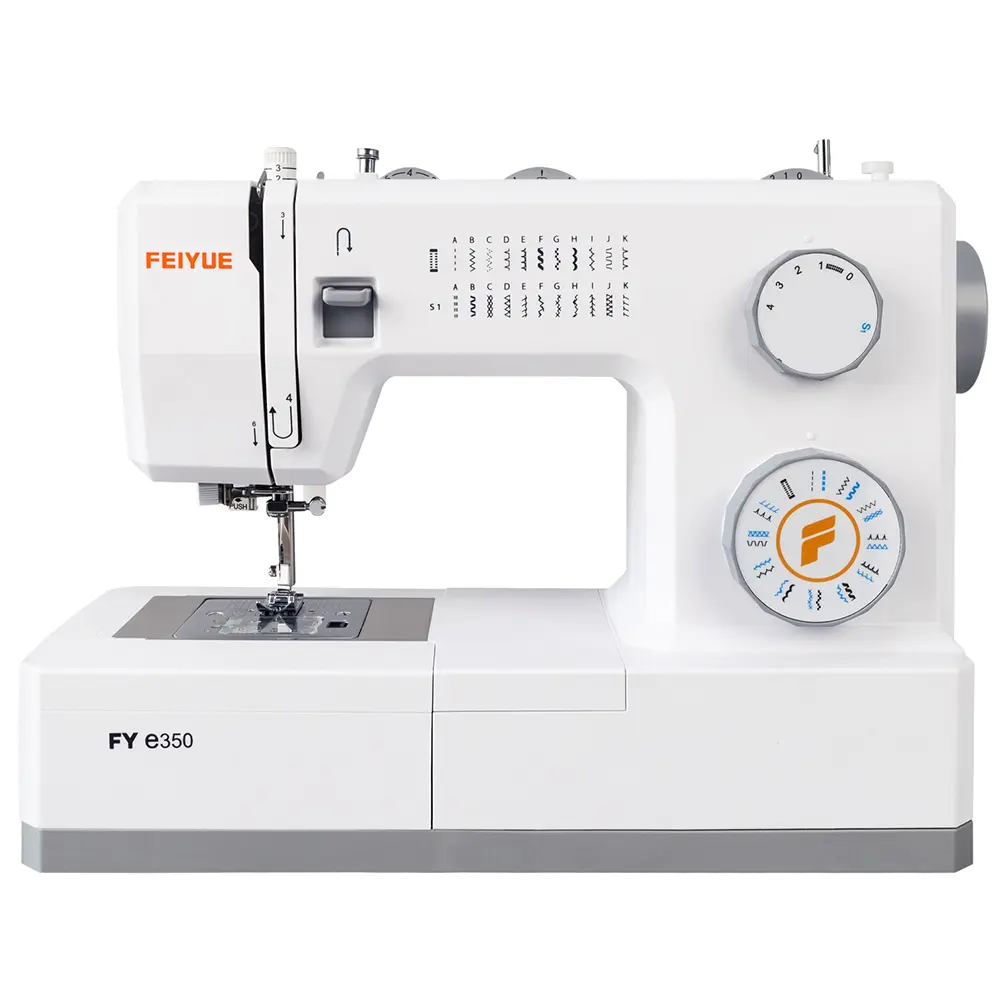 FEIYUE FYe350 Multifunctional Home Sewing Machine, Energy-Saving Servo Motor, Heavy-Duty & Portable, 23 Built-In Stitches, Multiple Needle Positions, Stainless Steel & Plastic Components, 6 Bobbins, 5 Sewing Ft, Accessory Kit, Auto Threading