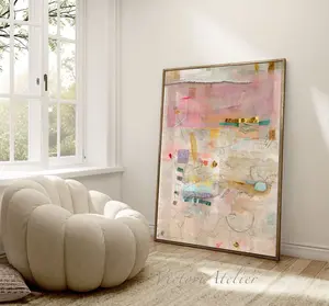 Abstract painting print, Neutral colors large minimalist abstract art, Modern textured pastel multicolor, Trendy aesthetic large wall art Decor Poster