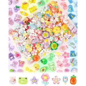 100PCS FIVEIZERO Cute Slime Charms Bulk Set – Kawaii Flatback Resin Charms for Crafts, Mini Decoden Acrylic Embellishments for Phone Junk Cases, Scrapbooking & DIY Decoration (Multicolor)