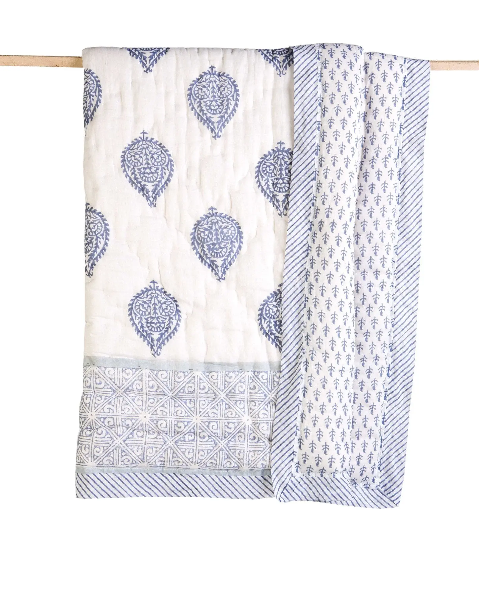Fort Hand-Quilted Block Print Cotton Quilt