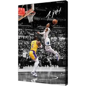 Basketball Superstar Ja Morant Signed Canvas For Kids Fans Room Bedroom Wall Decor-Sports Star Posters Canvas Art Print Picture For Teen Boy Birthday Gifts