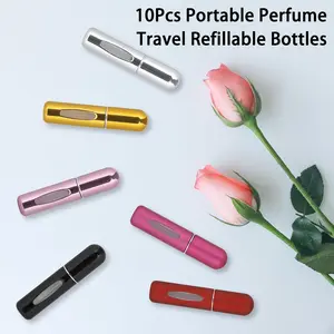 JUMRHFAN 10-piece set Travel Perfume Spray Bottles Refillable 5ml Mini Portable Refillable Bottles Empty Perfume Bottles Fragrance Pump Case Multi-color Atomizer Spray Bottles Suitable for Travel and Outings