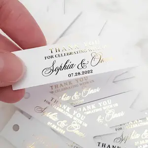 50pcs Custom Wedding Labels - Gold Name Tags & Thank You Stickers