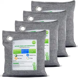 4Pack x 200g Grey Charcoal Bags Activated Bamboo Charcoal Odor Absorber for Home Car Closet Pets Basement Lightweight
