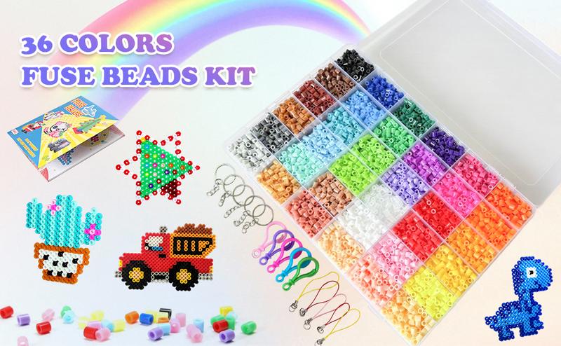 Citrusito-Fuse Beads Kit for Kids, 11000pcs, 36 Vibrant Hues 5mm Melting Beads Set with Pegboards, Ironing Paper, Tweezers & Accessories, Arts and Crafts Activity for Boys Girls Ages 6+