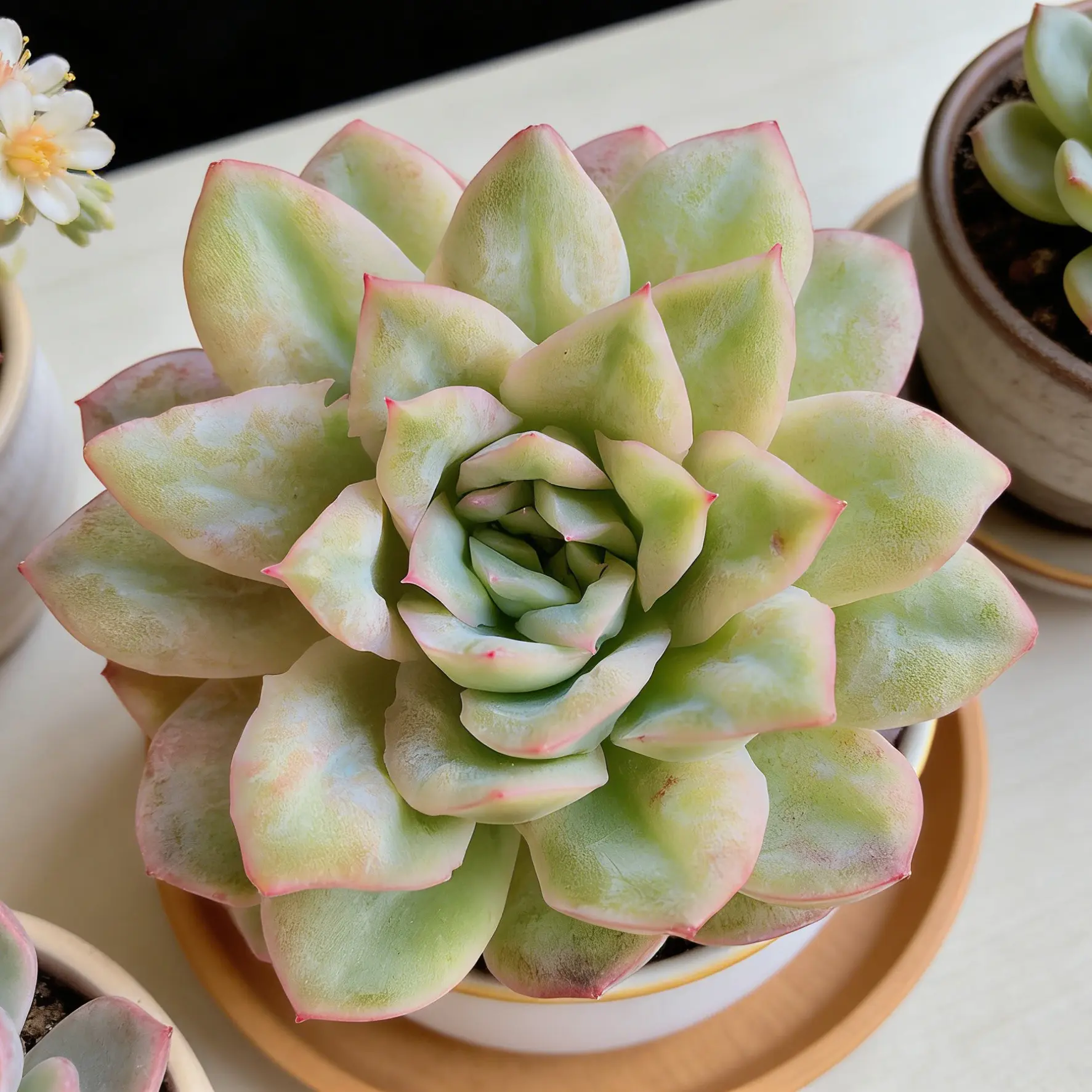 Viral Echeveria ‘Floral Bride’ Succulent – Colorful Live Plant | Bare Root, Easy-Care Aesthetic Plant Gift & Home Decor