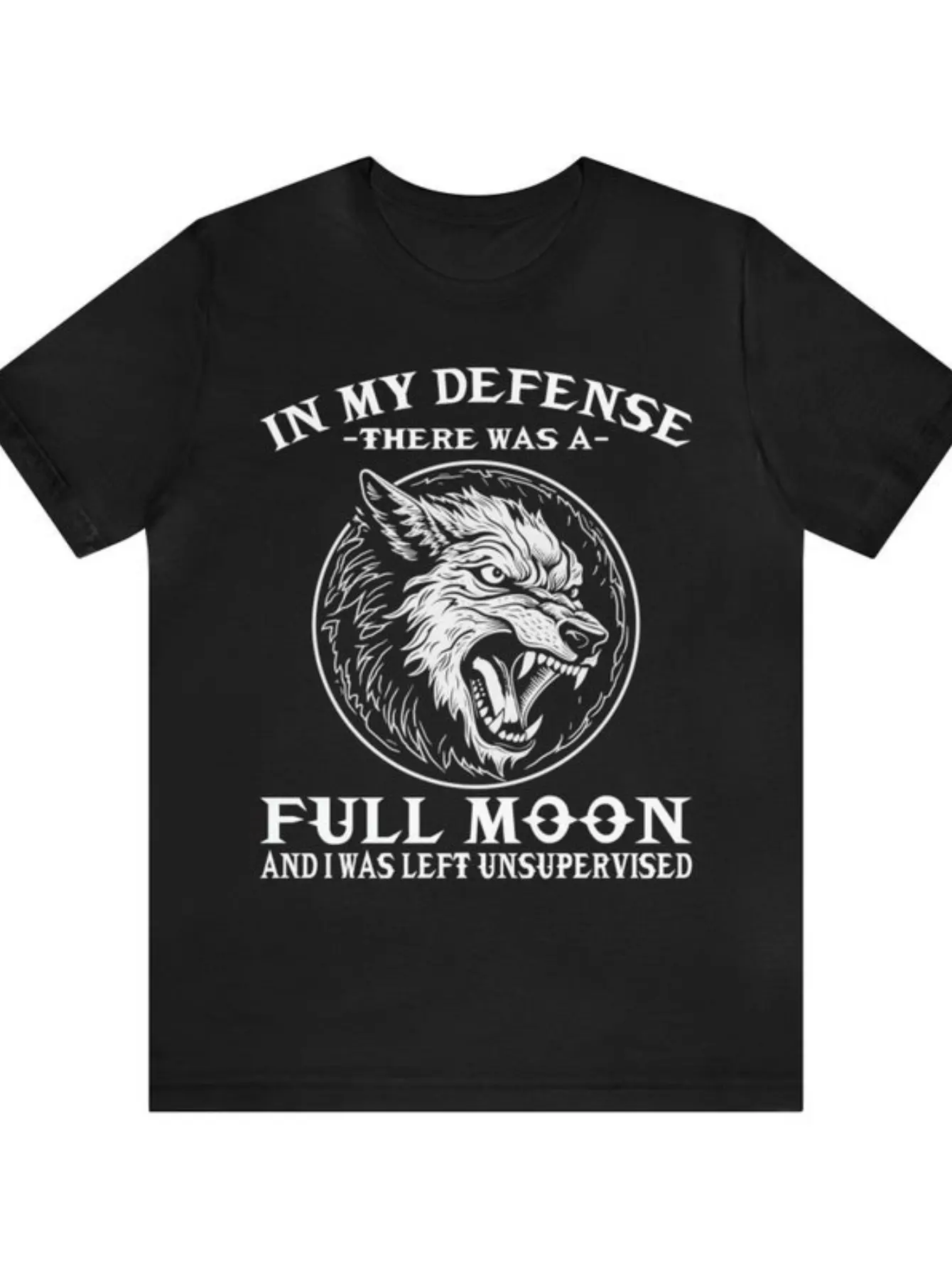 Men'S Werewolf Graphic T-Shirt - Black with White unisex soft cotton short sleeve t shirt, vintage graphic casual tee for men women teens, perfect birthday holiday gift for camping travel gym daily street casual wear