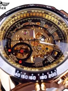Luxury Men's Automatic Mechanical Watch, Stainless Steel Strap, Business Casual, Ideal Gift, Smooth Design, No Battery Needed