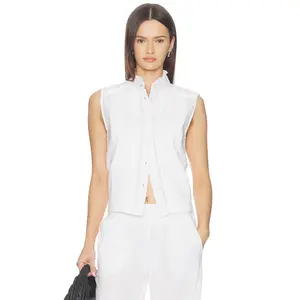Bobi Pintuck Sleeveless Top in White