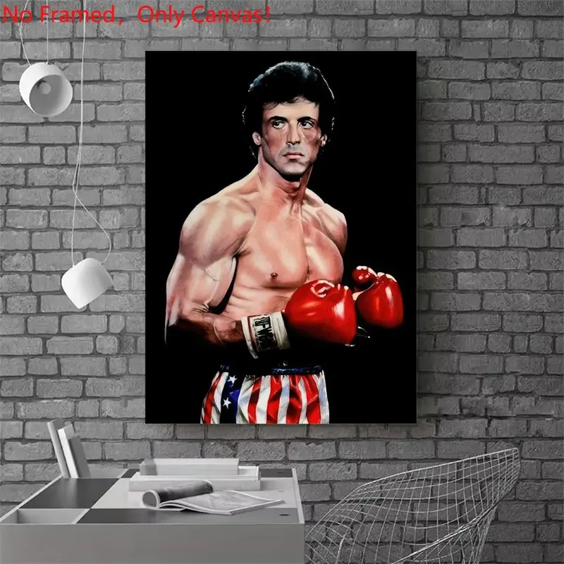 1 piece/set frameless canvas painting print poster, Classic Movie scenes Poster art，Rocky Balboa Portrait，a perfect gift for Movie loves, ideal gift for bedroom, living room, dorm hallway, kitchen, mural, Unframed Wall Art, wall decoration, room decor