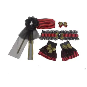 Pirate Set - Red/Black - 4 Pieces - Costume Accessories - One Size