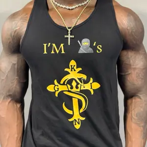 King Mar Fitness Unisex I’m N’s Tank Top - Black with Gold Ink Logo - Official Merchandise - I'm N's Design