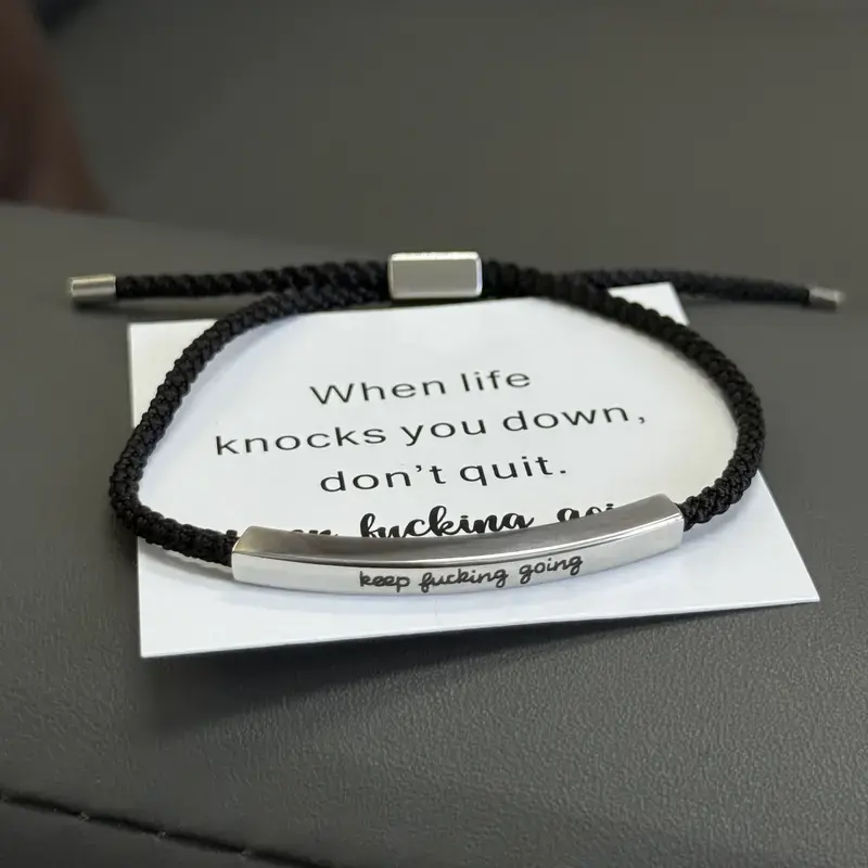 Inspirational Bracelet for Women Men Birthday Christmas Gifts Best Friend Student Graduation Motivational Message Card Gift Keep Fvcking Going Waxed Nylon Weave bracelets