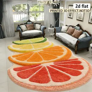 2D flat, irregular rug/carpet, fruit-shaped doormat washable carpet, easy to clean, non-slip, fashionable doormat and carpet, suitable for living room, bedroom, kitchen, laundry room, spring and summer new products