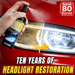 Ceramic Headlight Restoration Spray, Advanced Formula for Yellowing, Oxidation, Fog Removal, Enhances Clarity and Brightness, Jokjok Brand