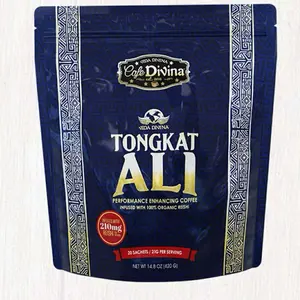 Vida Divina Cafe Divina Men's Herbal Support Tongkat Ali + Ginseng + Reishi Capsules Performance Enhancing Coffee Infused with Resin 30 Sachets Natural Blend for Male Vitality