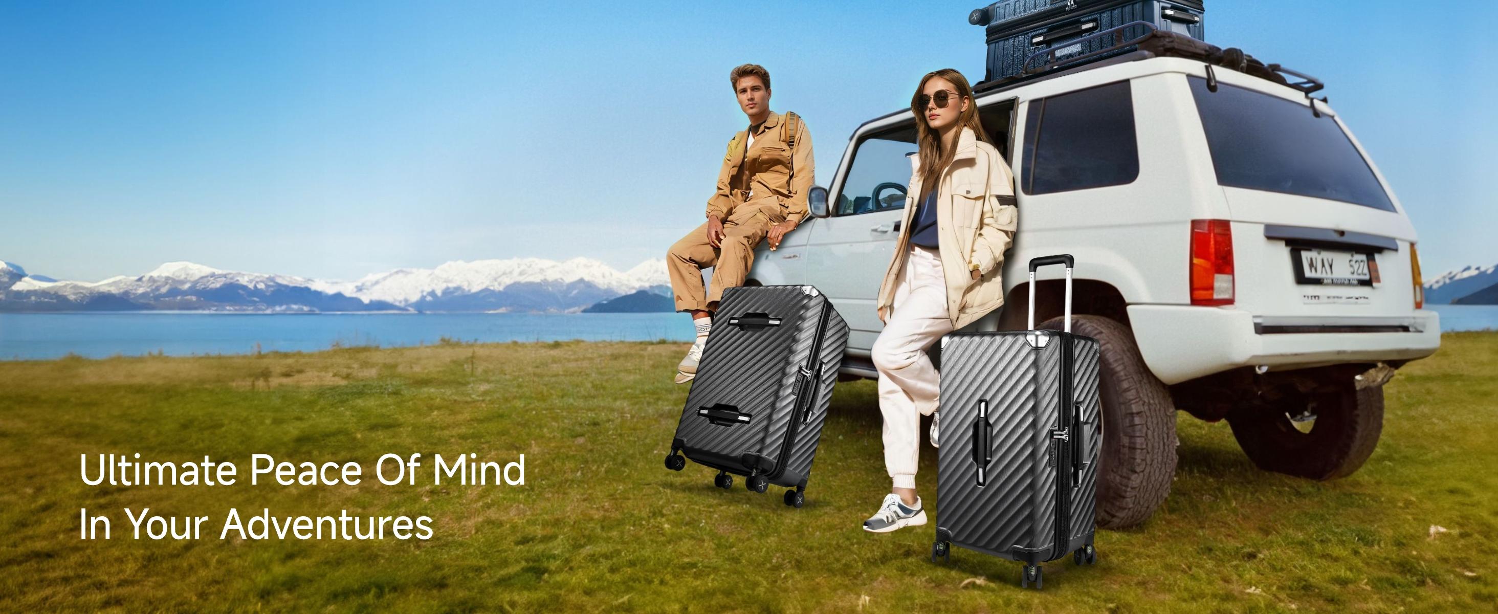 LUGGEX 24 Inch Trunk Luggage, Expandable PC Hard Shell Medium Checked Suitcase with Shock - Absorbing Wheels & TSA Lock