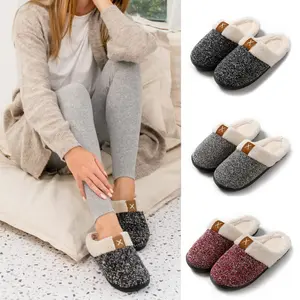 Fuzzy Slippers Womens Comfy Memory Foam House Slipper Warm Plush Outdoor Indoor Bedroom Shoes with Fur Lining Great Gift Sole
