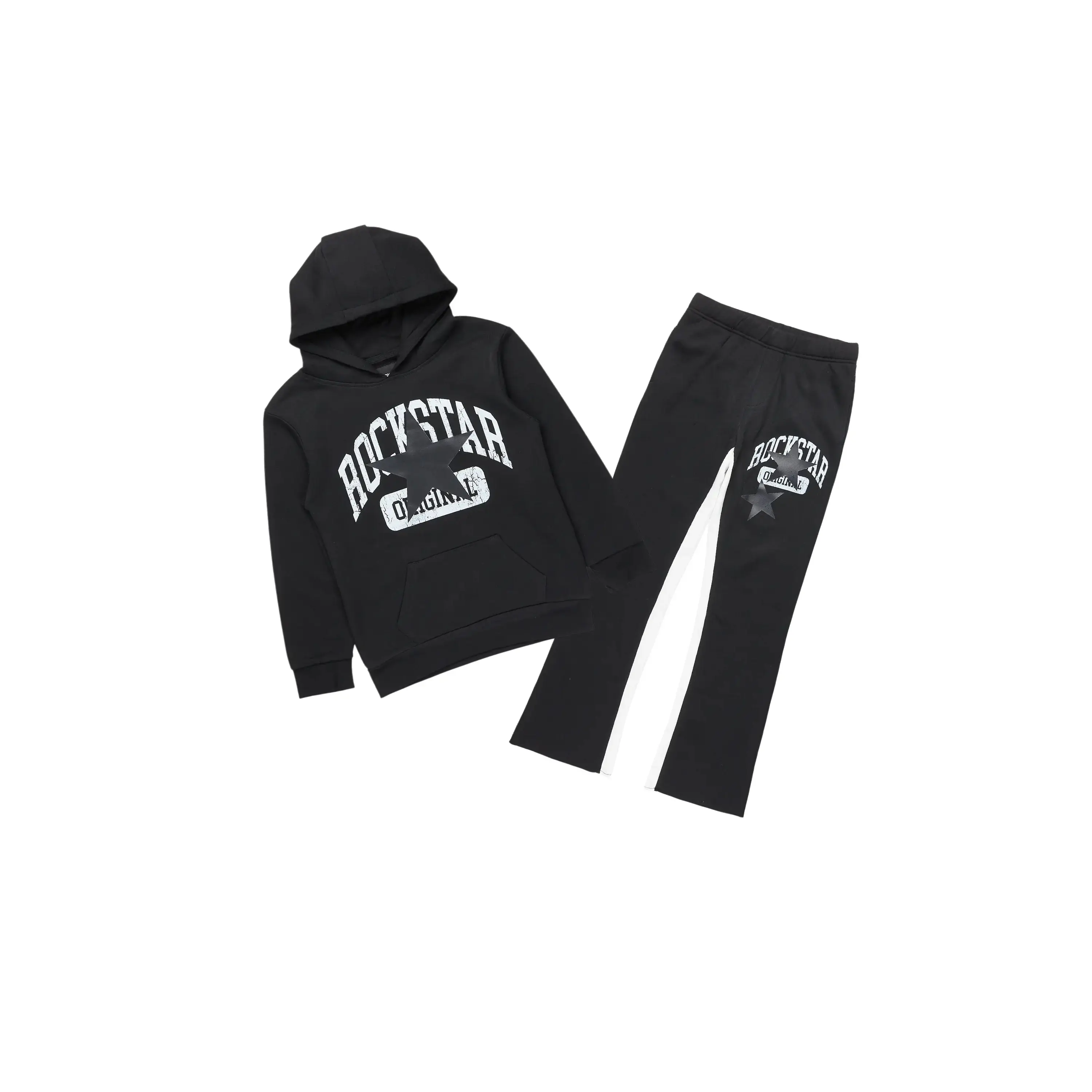 Boys States Black/White Stacked Hoodie Track Set Boys States Black/White Stacked Hoodie Track Set