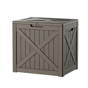 32 Gallon Outdoor Deck Box, Lockable Waterproof Outdoor Storage Boxes For Garden Tools,Indoor Cushions,Accessories Outside Storage Resin Weatherproof Container(light coffee)
