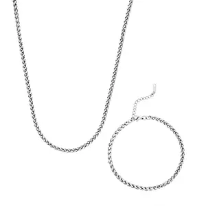 Spiga Chain Bracelet 8.50In and Necklace 24 Inches in Stainless Steel