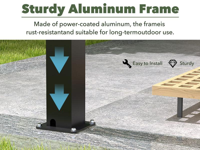 13' x 10' Aluminum Pergola with Adjustable Louvered Roof & Rainproof Drainage System Dark Grey Durable Wind-Resistant for Patio Deck & Garden Includes Waterproof Curtains & Nets