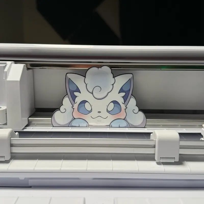Alolan Vulpix Peeker Sticker | Weatherproof Laminated Vinyl Car Window Decal | Cute Ice Fox Peeking Sticker | Fan Art