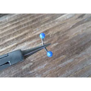 Blue Opal Floating Minimalist Belly Ring 14g VCH Internally Threaded Piercing Custom Lengths