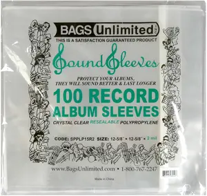 Bags Unlimited SPPLP15R - 12 Inch Record Jacket Sleeve - Resealable - 100 Count Clear  [VINYL ACCESSORIES]
