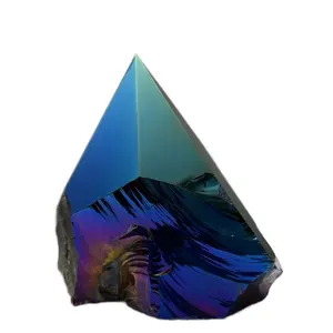 Natural black obsidian with aura coating , 471g 4 inches tall