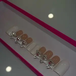 White Croc Gel Press on Nails - Short Length